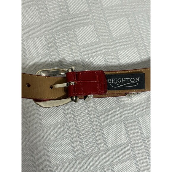 Vtg. BRIGHTON USA Bag & Wallet Co. Red Leather Women 34 Large Belt Silver Buckle main image 9